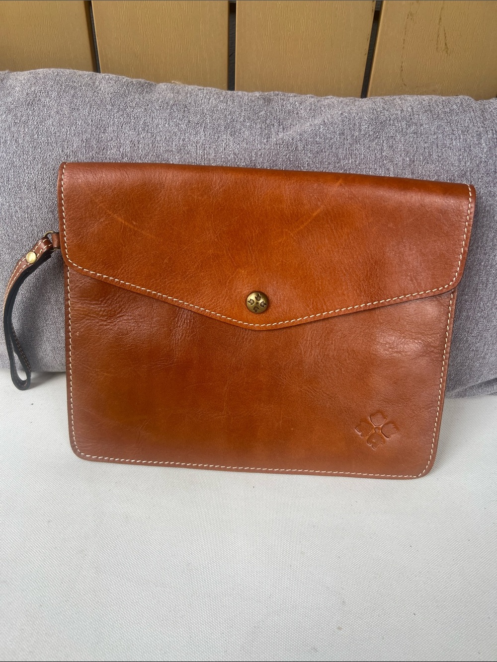 Patricia Nash Leather Envelope Wristlet Clutch - Brown